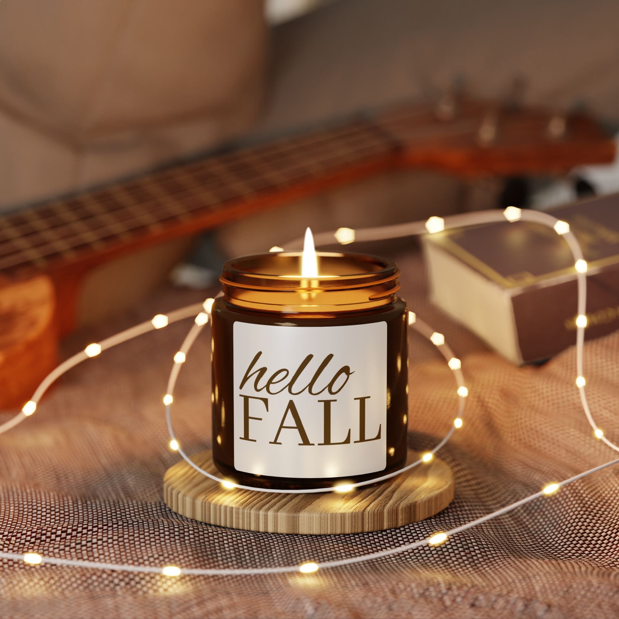 Hello Fall Candle Amber Jar | Scented Soy Candle