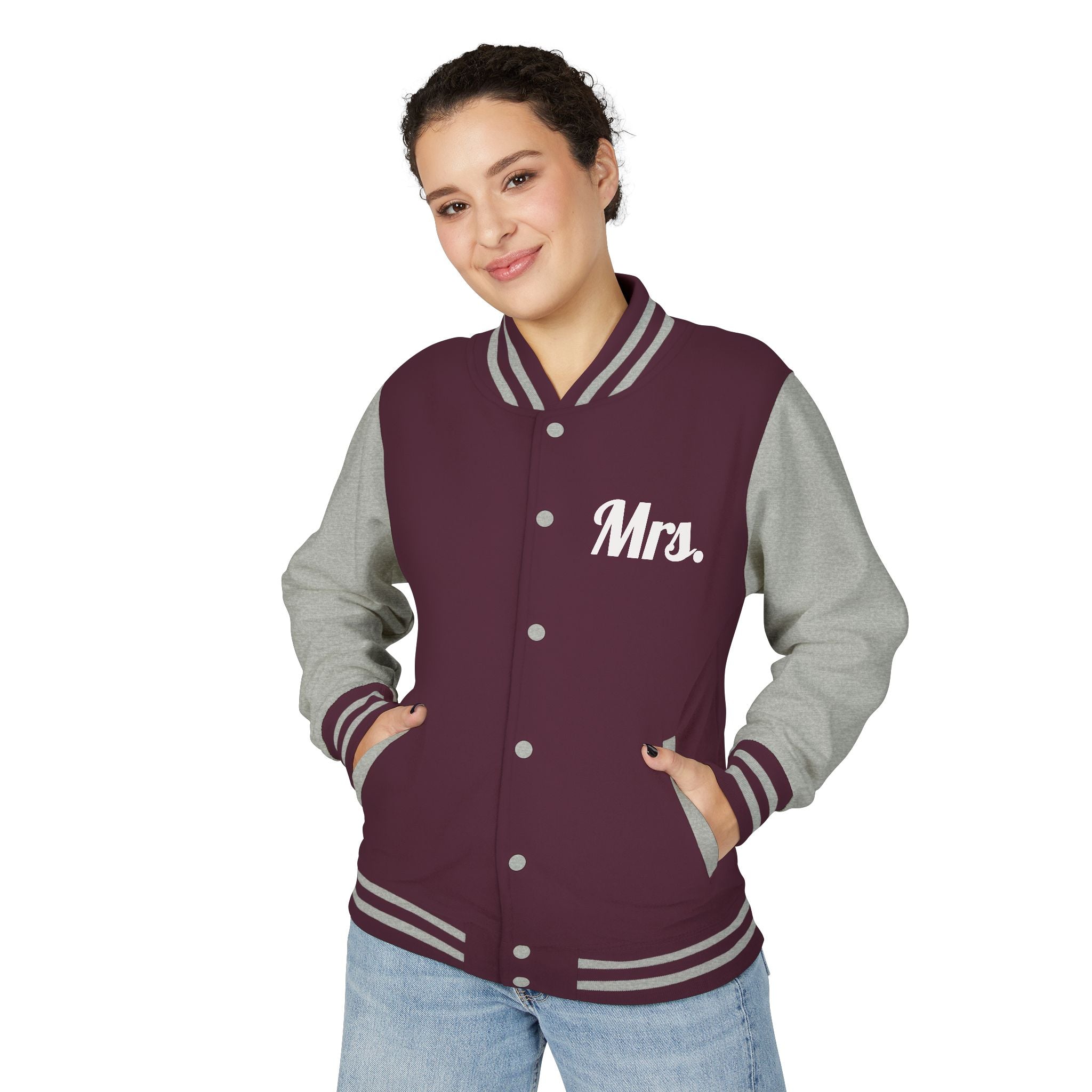 Mrs. Letterman Jacket — 'Til Death Skeleton Heart Hands Varsity Jacket