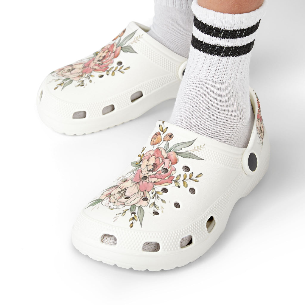 Floral Peony Kids Clogs | Blush Garden Print