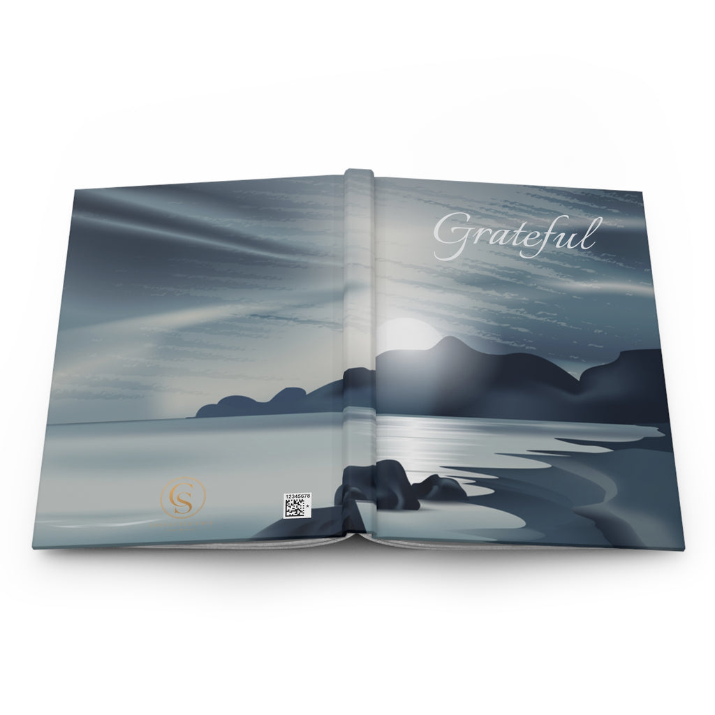 Grateful Hardcover Journal — Serene Moonlit Landscape Notebook for Reflection & Gratitude