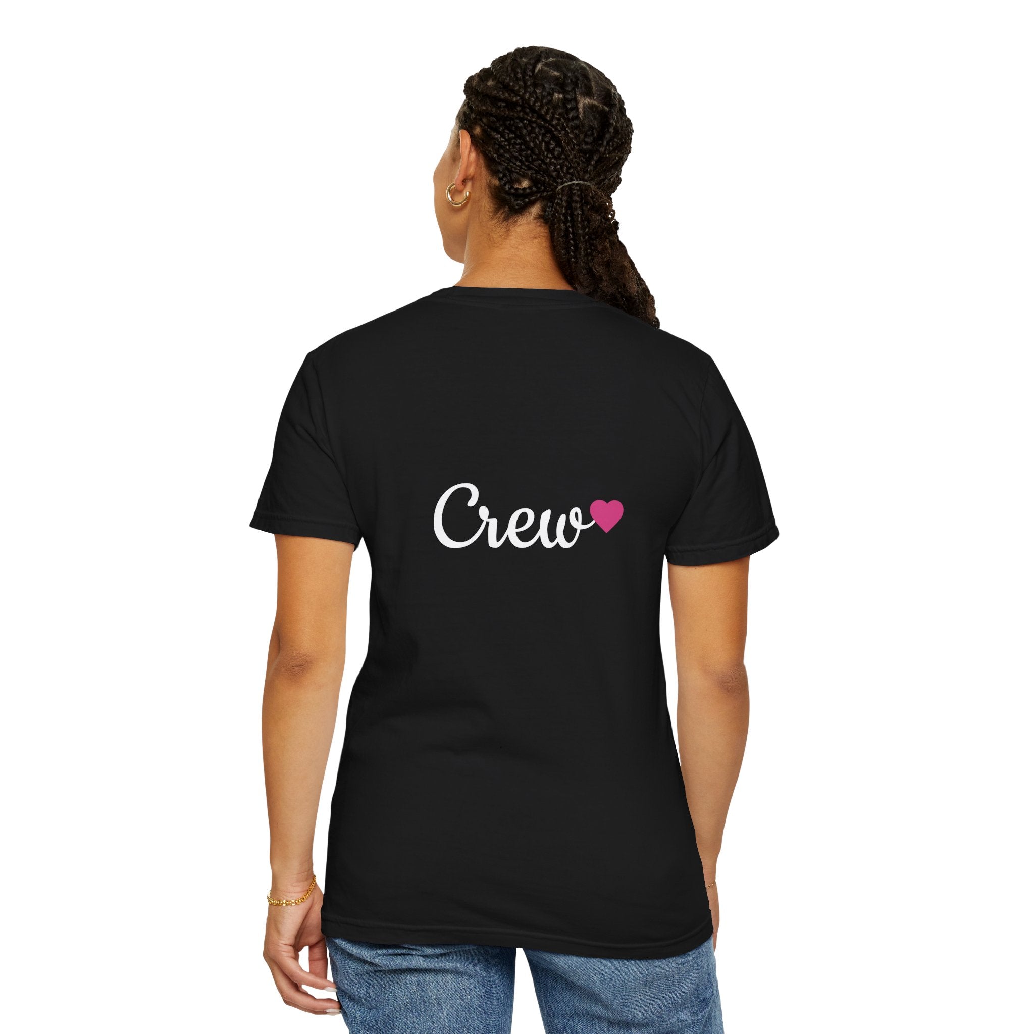Voice Reason Script Tee — Feminine Script Graphic T-Shirt with Pink Heart