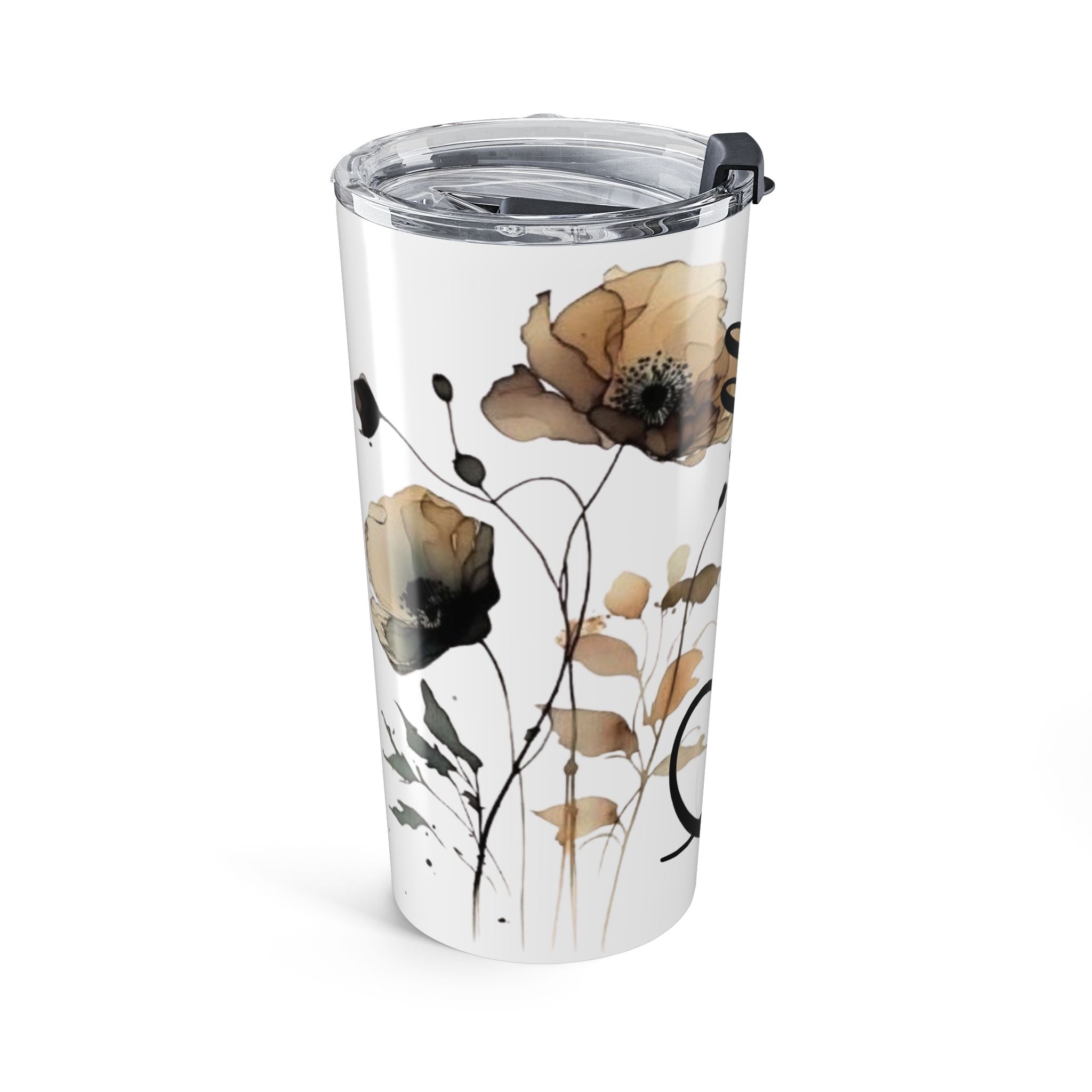 Floral Name Tumbler 20oz — Personalized 'Name' Insulated Travel Tumbler