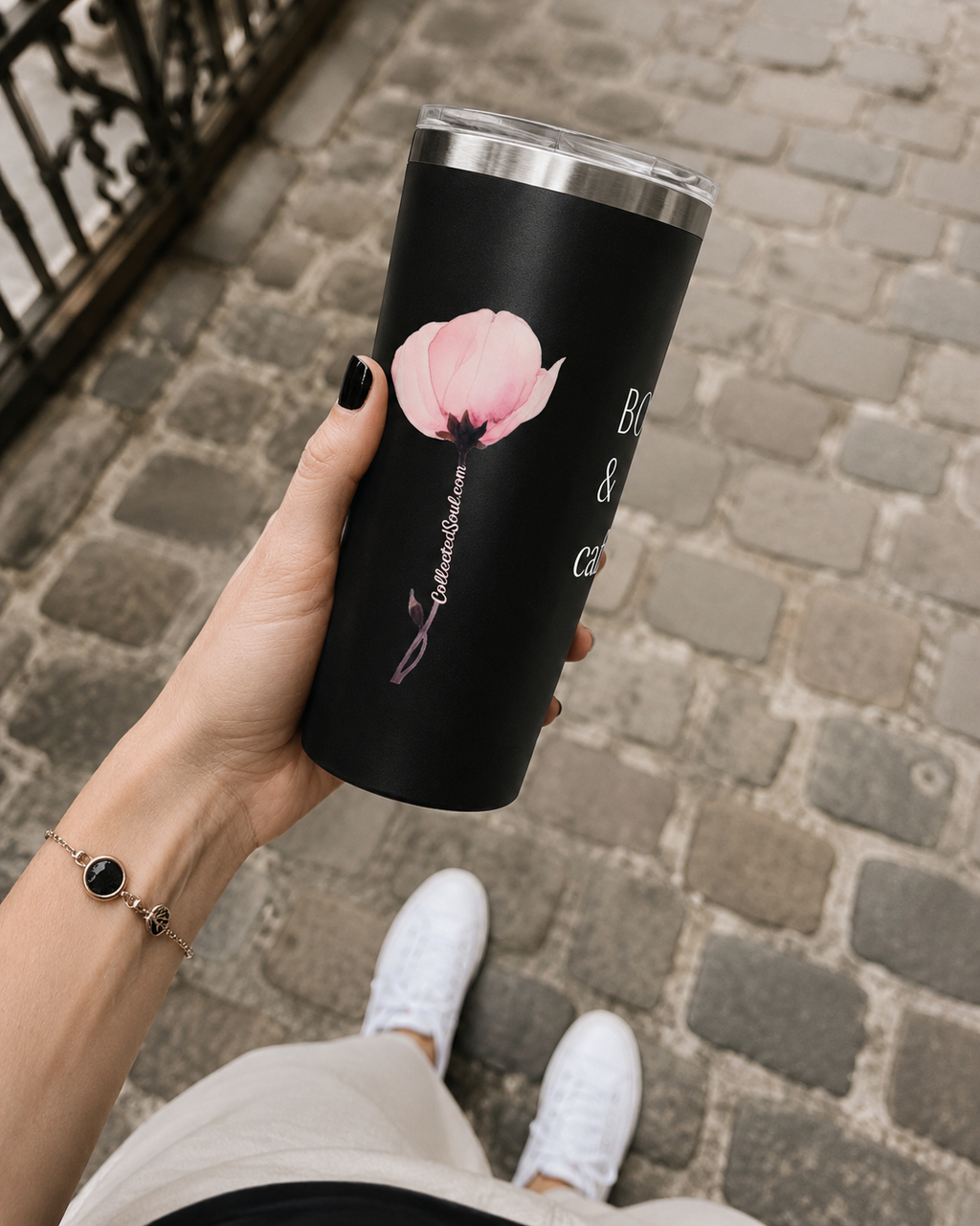 Booked Up & Caffeinated Tumbler — 22oz Insulated Travel Cup for Book Lovers
