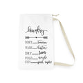Front of personalized laundry bag with custom name 'Meaghan' and 'wash me or take me to Mom' text