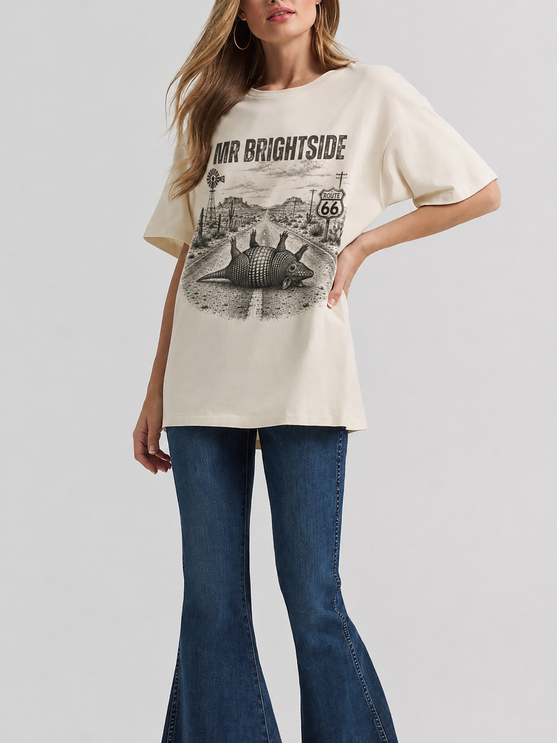 Mr Bright Side Armadillo Shirt, Funny Route 66 Tee, Road Trip Humor Shirt, Desert Highway Graphic Tee, Vintage Armadillo T-Shirt