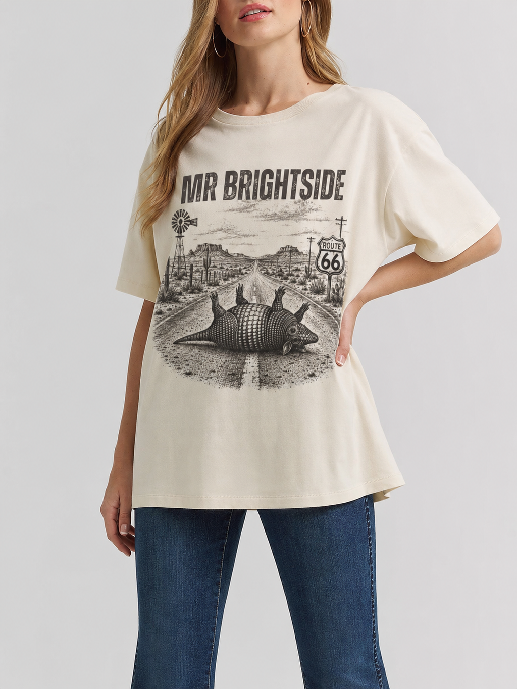 Mr. Bright Side Armadillo Shirt | Funny Route 66 Graphic Tee