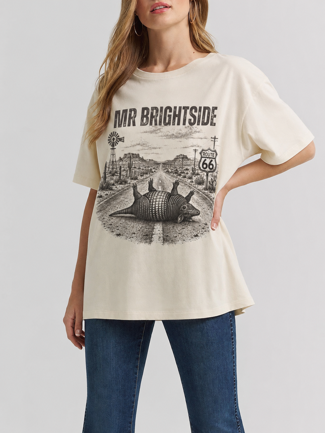 Mr Bright Side Armadillo Shirt, Funny Route 66 Tee, Road Trip Humor Shirt, Desert Highway Graphic Tee, Vintage Armadillo T-Shirt