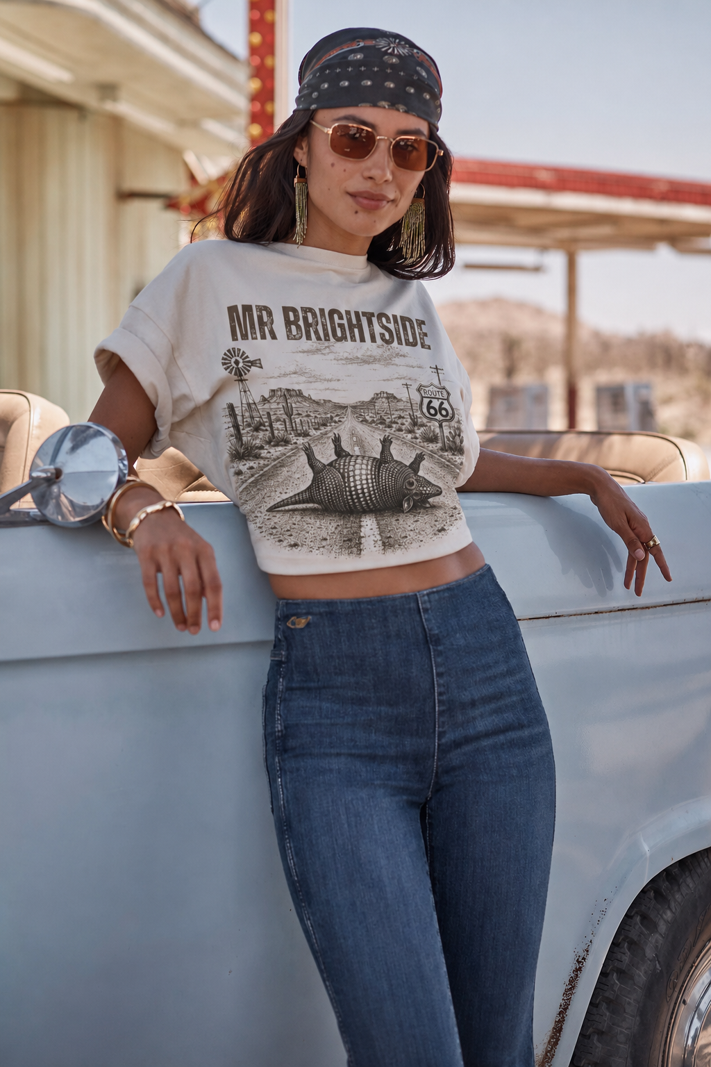 Mr Bright Side Armadillo Shirt, Funny Route 66 Tee, Road Trip Humor Shirt, Desert Highway Graphic Tee, Vintage Armadillo T-Shirt