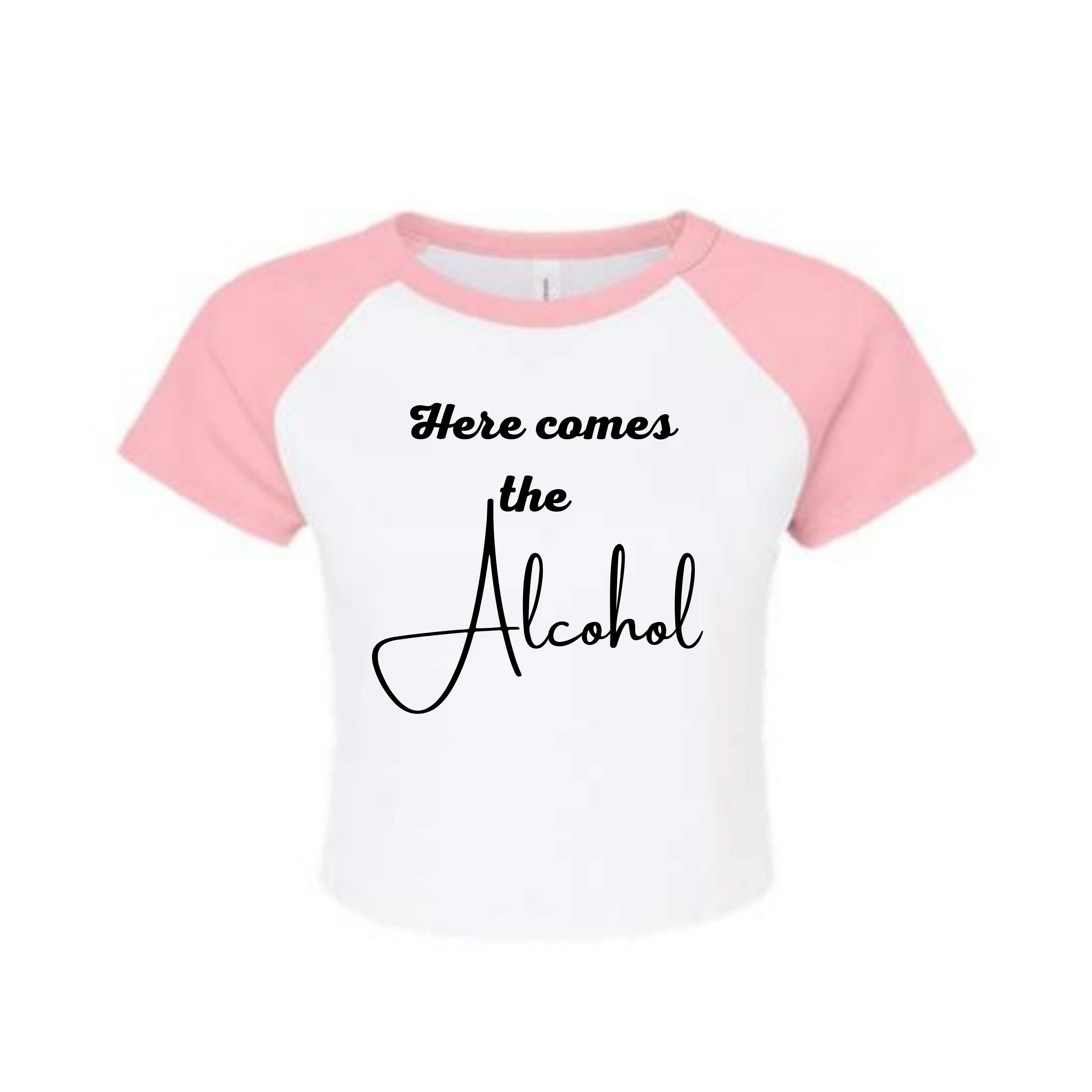 "Here Comes the Bad Decisions" Baby Baseball Crop Tee — Bachelorette Party Shirt