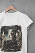Stay Feral Motorcycle Shirt, Alien UFO Desert Rider Graphic Tee