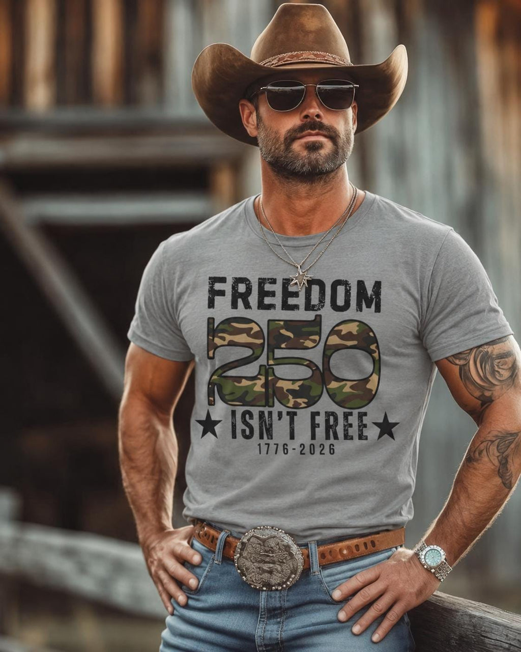Freedom Isn't Free 250th Anniversary T-Shirt, Patriotic Military Tee 1776-2026