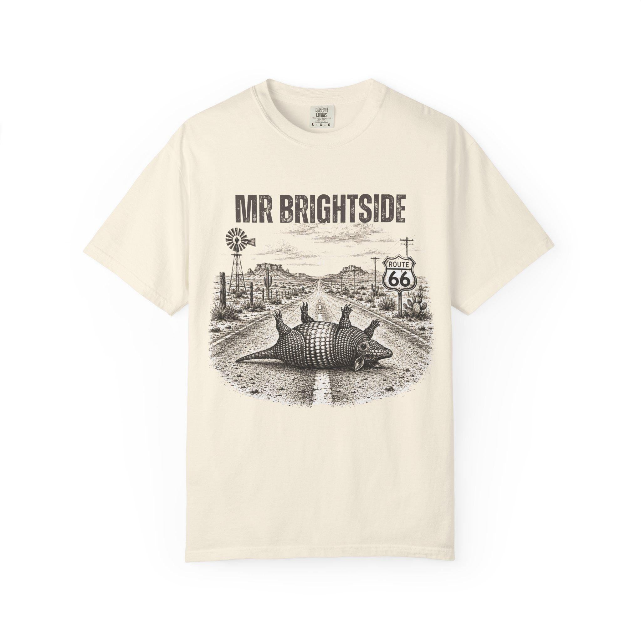 Mr Bright Side Armadillo Shirt, Funny Route 66 Tee, Road Trip Humor Shirt, Desert Highway Graphic Tee, Vintage Armadillo T-Shirt