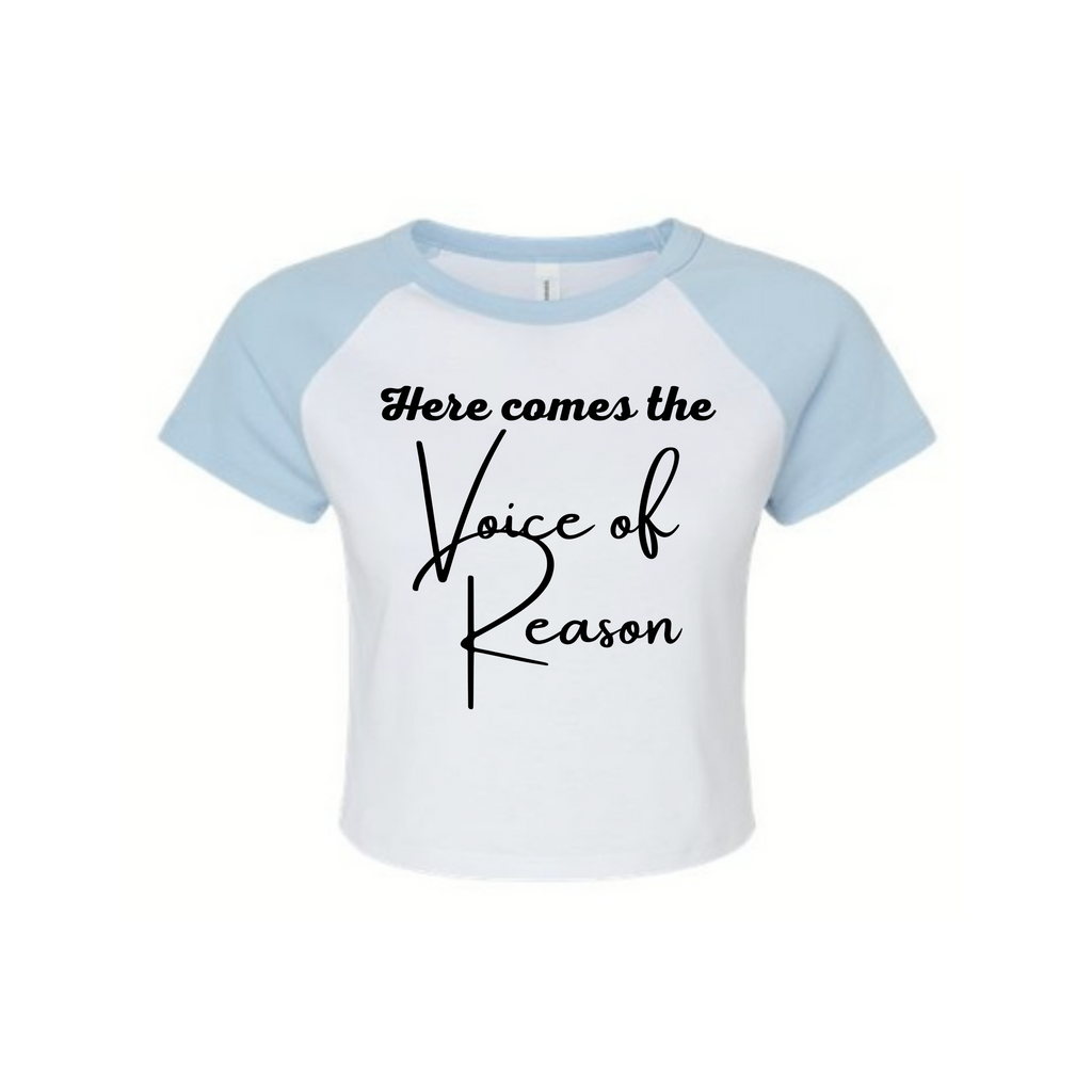 "Here Comes the Bad Decisions" Baby Baseball Crop Tee — Bachelorette Party Shirt