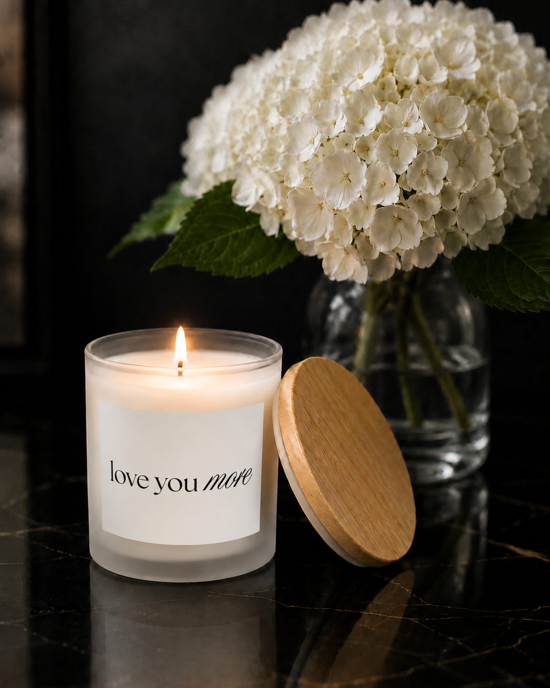Love You More Frosted Glass Candle — 11oz Romantic Scented Candle, Gift for Her
